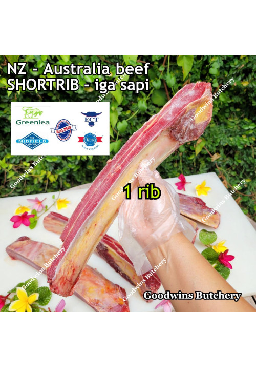 Beef rib SHORTRIB daging iga sapi frozen NZ GREENLEA short rib PORTIONED 1 RIB 1.8-2 kg/pack 3pcs (price/kg)